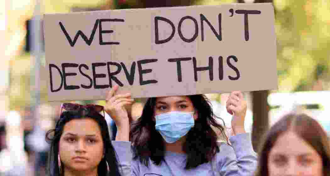 Protesters take to the streets of New York, USA, to rally against rape culture.