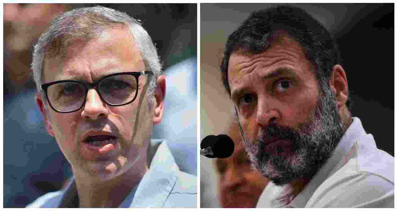 Jammu and Kashmir Chief Minister Omar Abdullah (L), leader of the Opposition of Lok Sabha Rahul Gandhi (R).