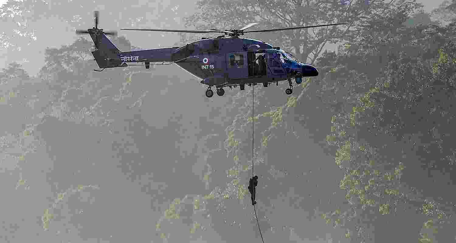 A glimpse of an operational demonstration by Andaman and Nicobar Command at Radhanagar beach, Swaraj Dweep Island, in Andaman and Nicobar Islands.