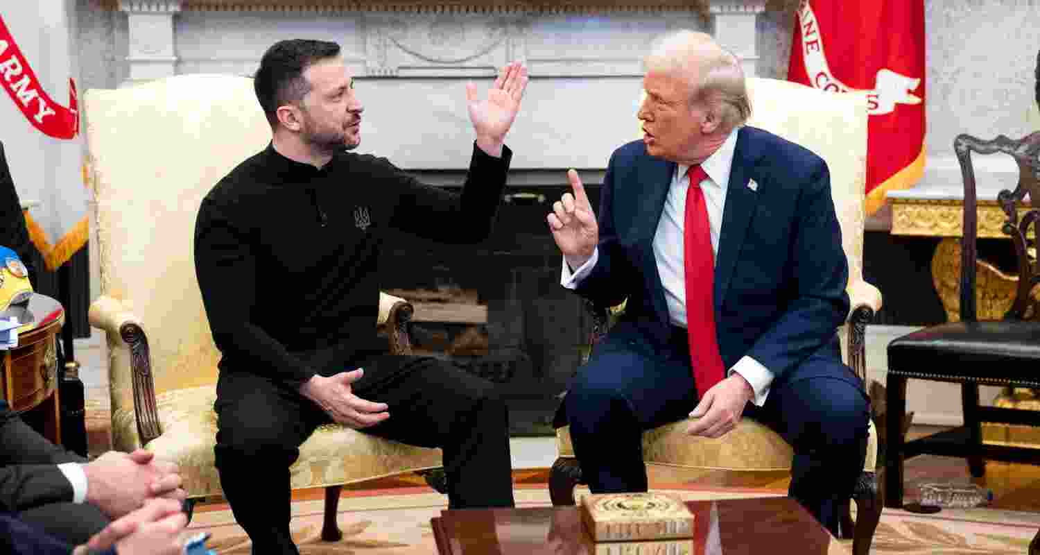 A file photo of Zelenskyy and Trump meeting descends into heated argument in front of the press.