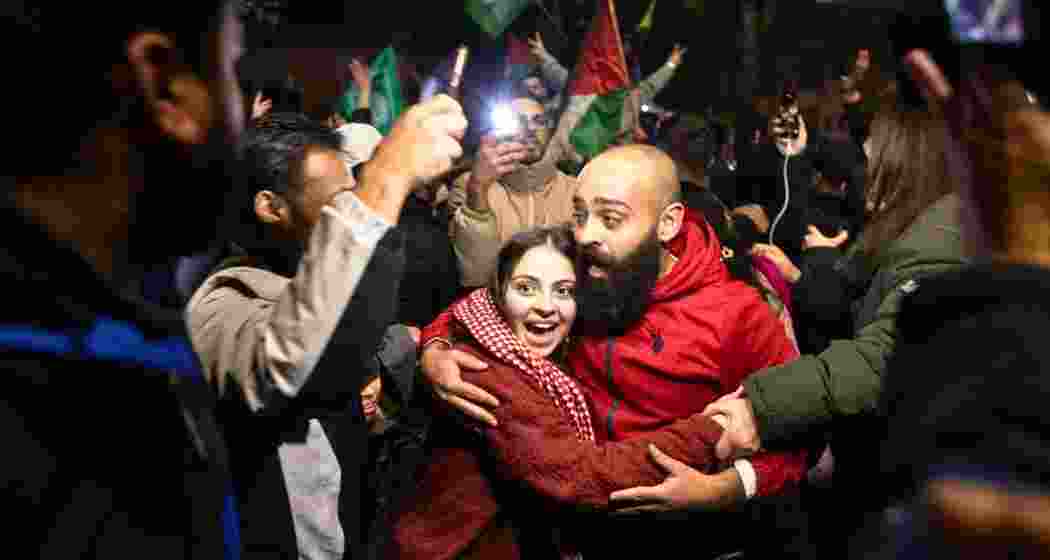A recently released prisoner walks free in Beitunia, following a ceasefire agreement between Israel and Hamas.