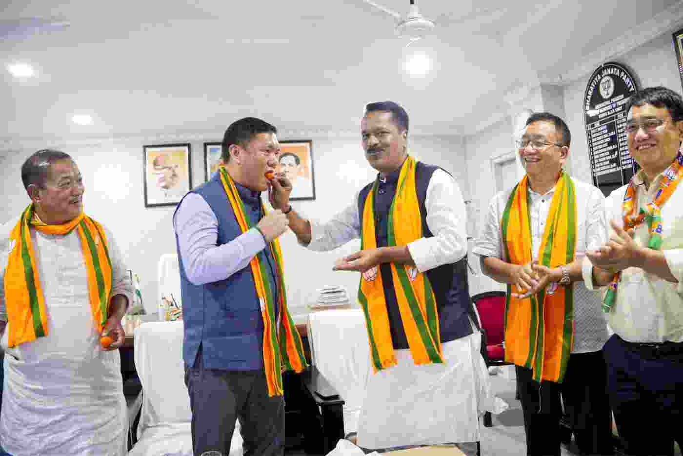 The BJP swept to power Arunachal Pradesh for the third time in a row, winning 46 seats in the 60-member assembly as results were declared on Sunday. 
