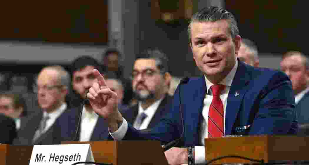 US Defence Secretary Pete Hegseth speaks during a press conference.