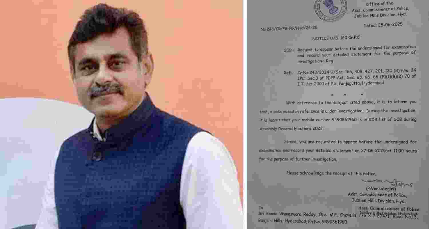 T'gana BJP MP testifies before SIT in phone tapping case