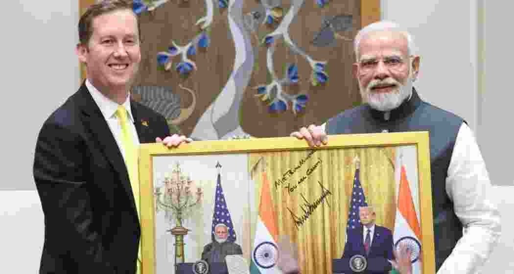 Prime Minister Narendra Modi with US Ambassador-designate Sergio Gor in New Delhi on Saturday.