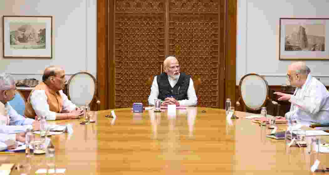 Prime Minister Narendra Modi could be seen meeting senior Cabinet Ministers at the Parliament House. 