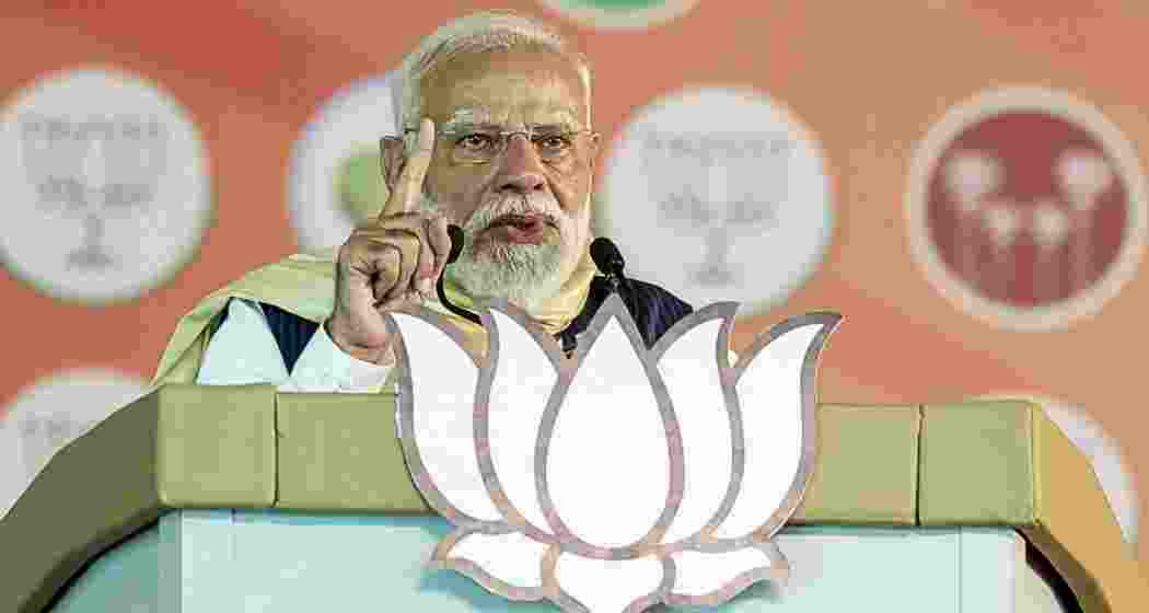 Prime Minister Narendra Modi addresses a public meeting ahead of the Kerala Assembly elections, in Thiruvalla, Kerala.