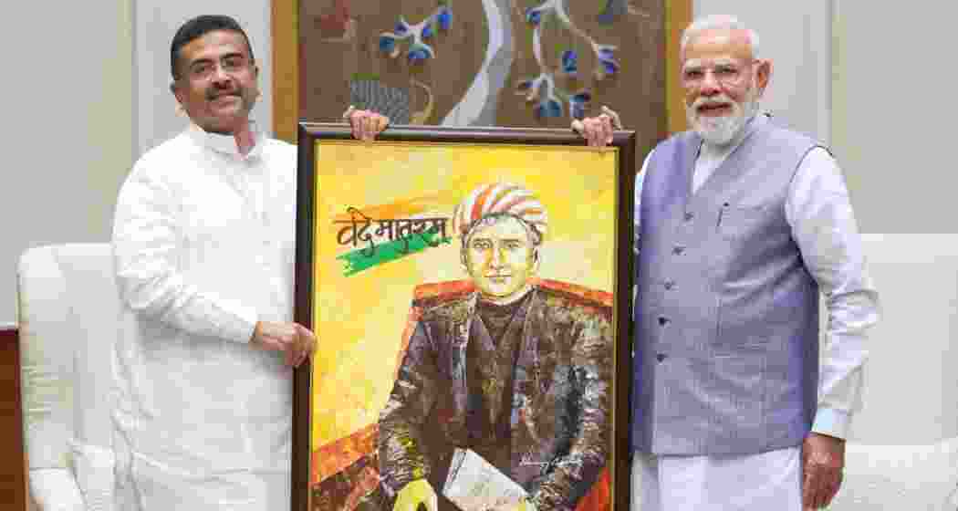 Prime Minister Narendra Modi meets Suvendu Adhikari in New Delhi on Friday during the latter’s first official visit to the national capital after assuming office as West Bengal Chief Minister.