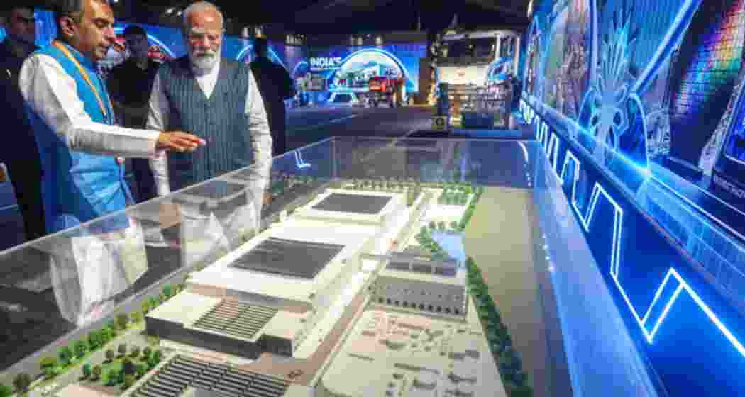 Prime Minister Narendra Modi during his visit at the CG Semi OSAT facility, in Sanand on Saturday. 