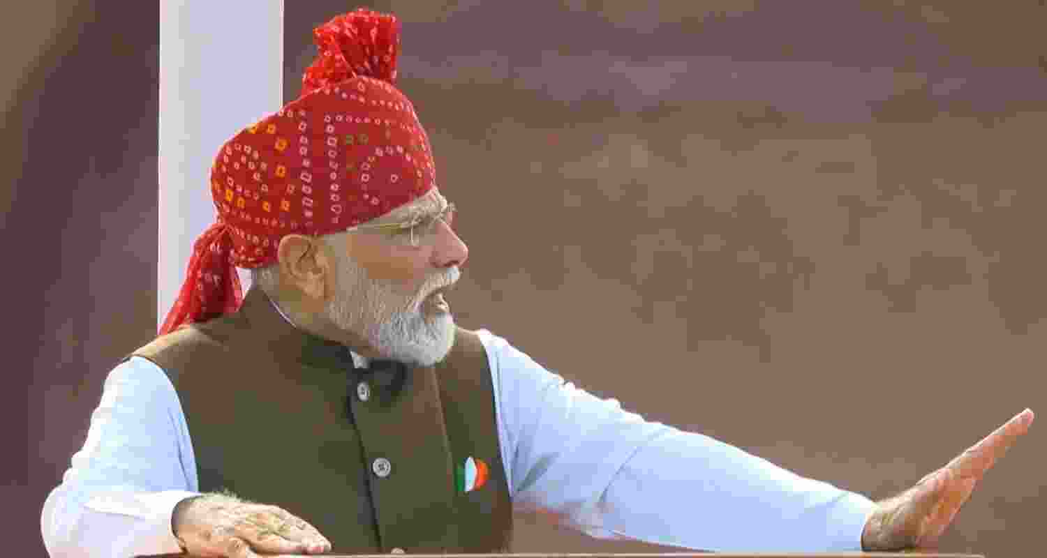 PM Modi during his address to the nation on 80th Independence Day.