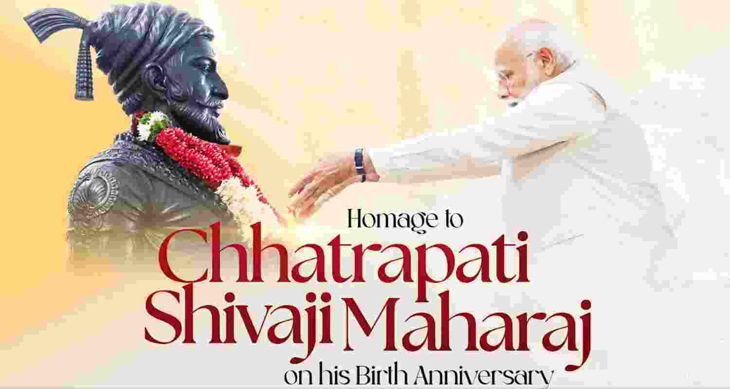 PM Modi pays tribute to Chhatrapati Shivaji Maharaj on his birth anniversary, hailing his vision, courage, governance and commitment to Swarajya.