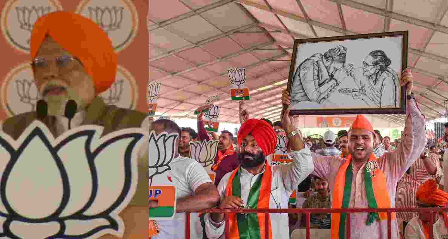 BJP supporters during a public meeting addressed by Prime Minister Narendra Modi for Lok Sabha elections, in Jalandhar, May 24, 2024. BJP supporters during a public meeting addressed by Prime Minister Narendra Modi for Lok Sabha elections, in Jalandhar, May 24, 2024.