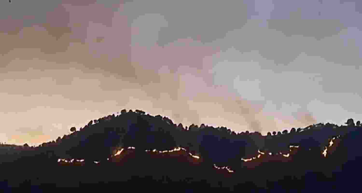 Flames engulfed mountain line in the Uchhad region of thge Mendhar sub-division of the Poonch district.