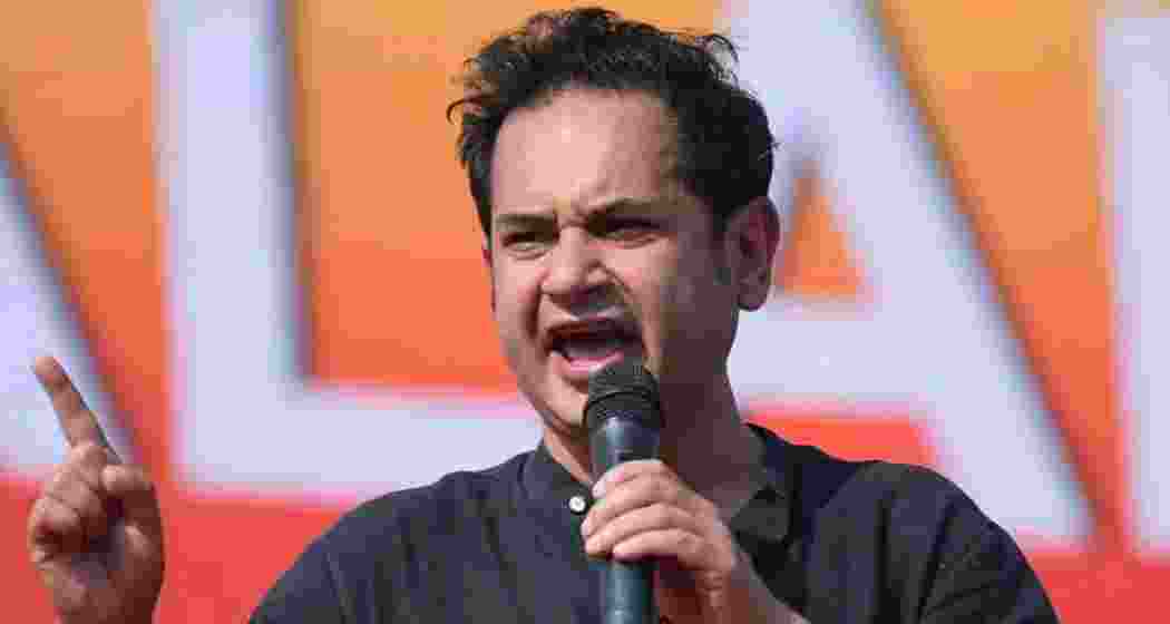 Royal scion and Tipra Motha Party (TMP) chief Pradyot Kishore Manikya Debbarma addresses a gathering. 