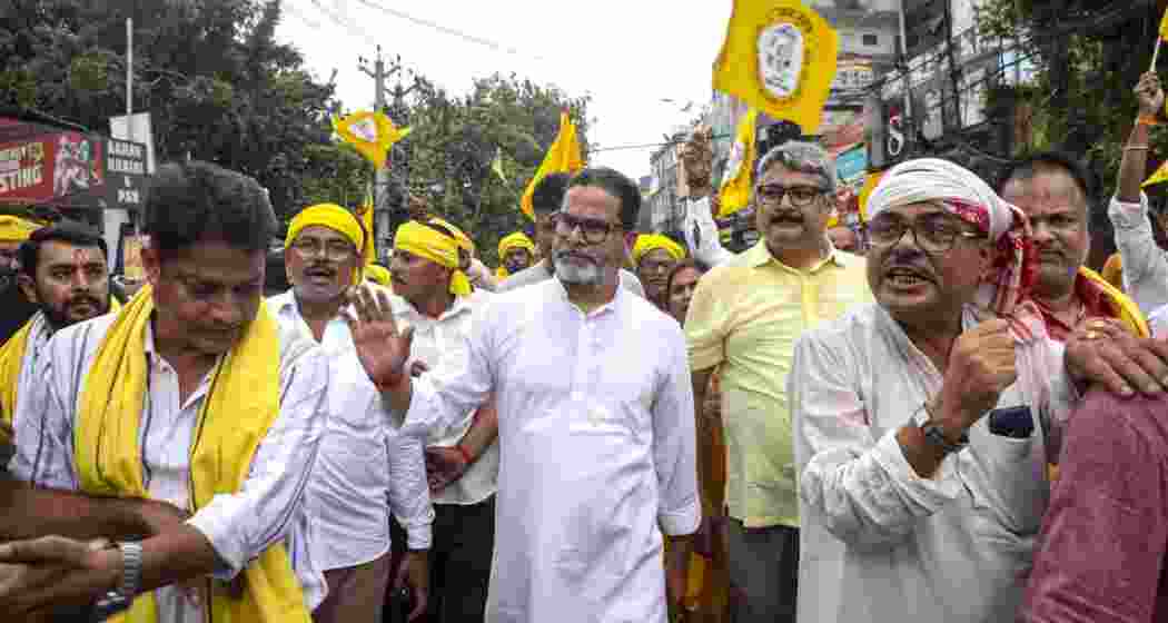 Jan Suraaj Party founder and party candidate from Bankipur assembly, Prashant Kishor during a voter outreach, in Patna (PTI).
