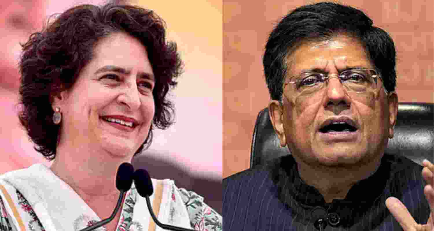 Congress leader Priyanka Gandhi Vadra (left) and Union Minister Piyush Goyal. 