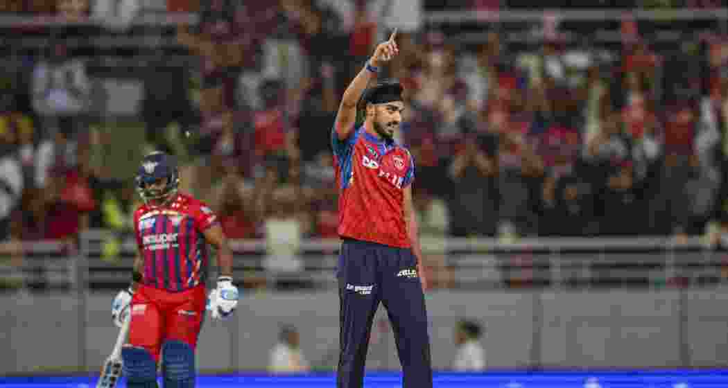 Punjab Kings' Arshdeep Singh celebrates after dismissing Lucknow Super Giants' captain Rishabh Pant during the Indian Premier League (IPL) 2026 T20 cricket match between Punjab Kings and Lucknow Super Giants, in New Chandigarh, Punjab, on Sunday.