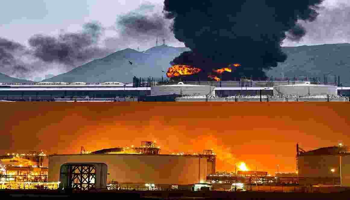 Day and night visuals show thick smoke and flames billowing from the site of the explosion at Qatar's Ras Laffan Industrial City, one of the world's largest LNG hubs. Day and night visuals show thick smoke and flames billowing from the site of the explosion at Qatar's Ras Laffan Industrial City, one of the world's largest LNG hubs.