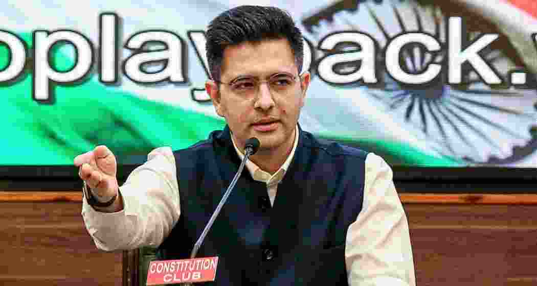 AAP Rajya Sabha MP Raghav Chadha announcing his resignation from the party at a press conference in Delhi on Friday. (Photo: PTI)