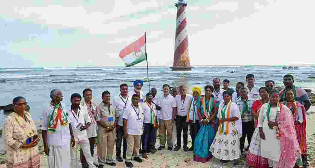 Congress leader Rahul Gandhi during his visit to Great Nicobar. 