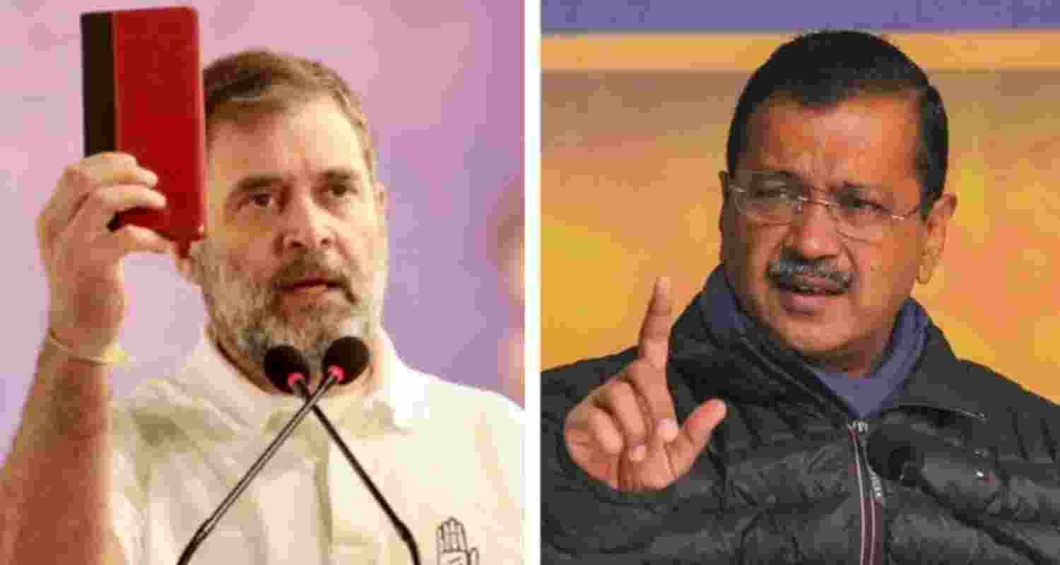 A file photo of Arvind Kejriwal and Rahul Gandhi.