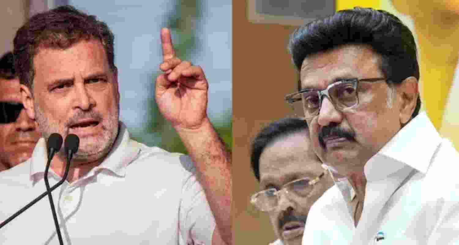 Congress leader Rahul Gandhi (left) and DMK chief MK Stalin.