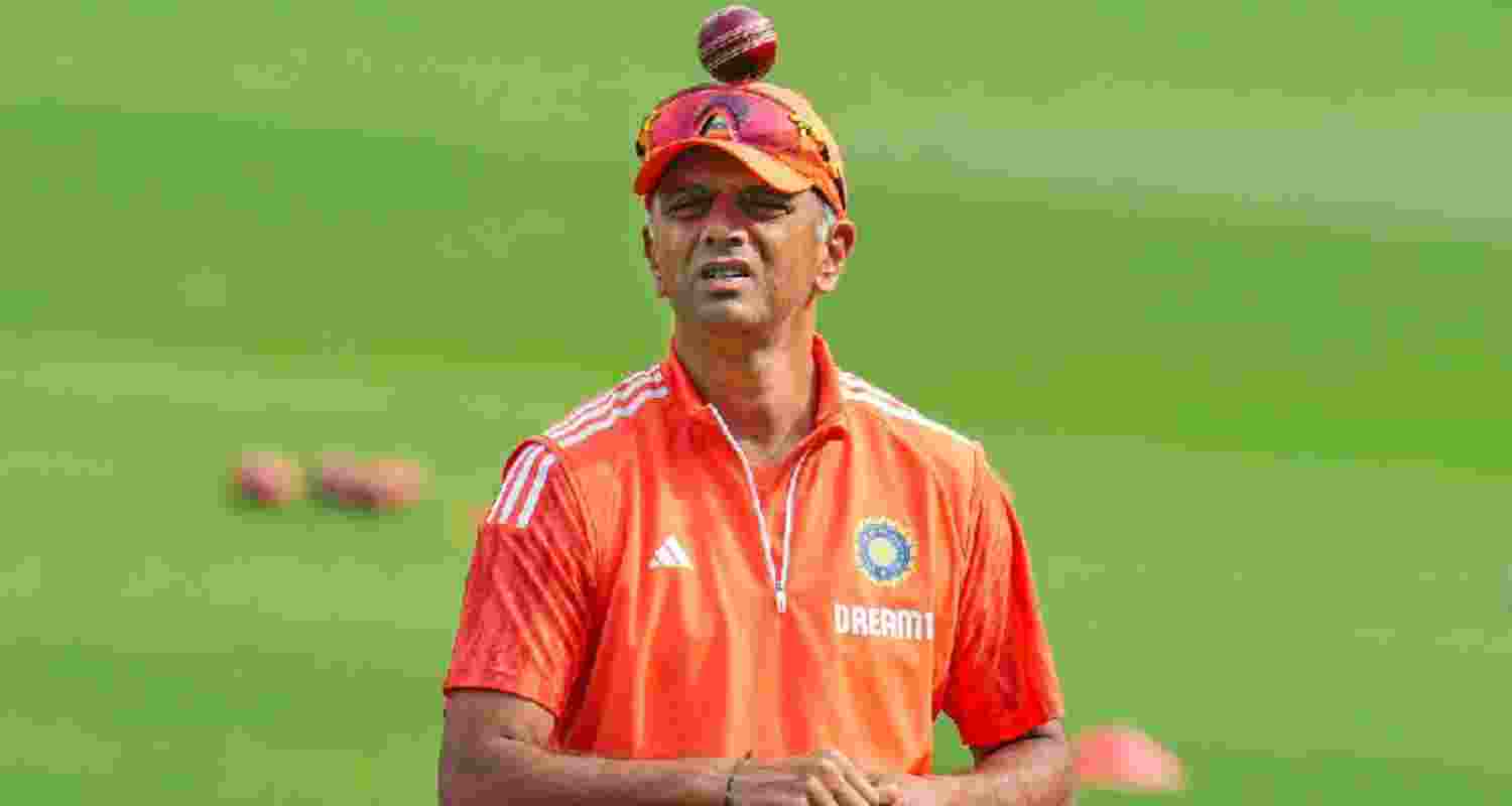 Rahul Dravid during the practice session. 