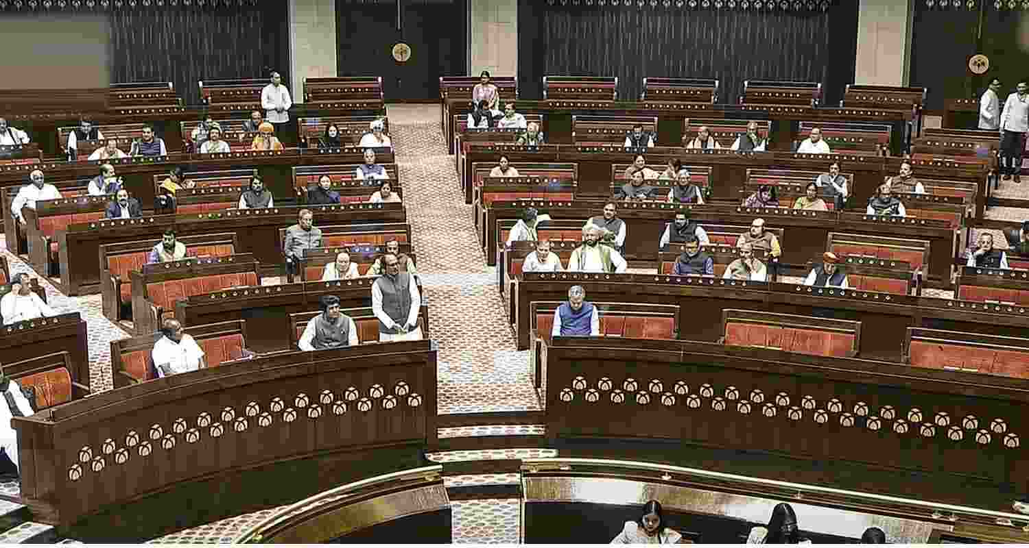 Members in the Rajya Sabha during the Winter session of Parliament, in New Delhi, Friday.