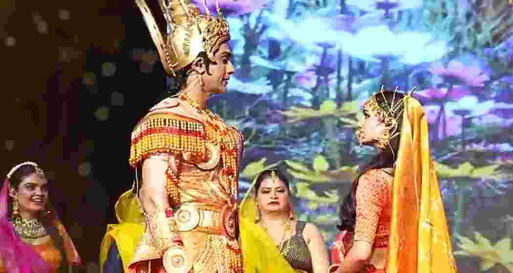 Actors perform during Ayodhya’s Ramlila. 
