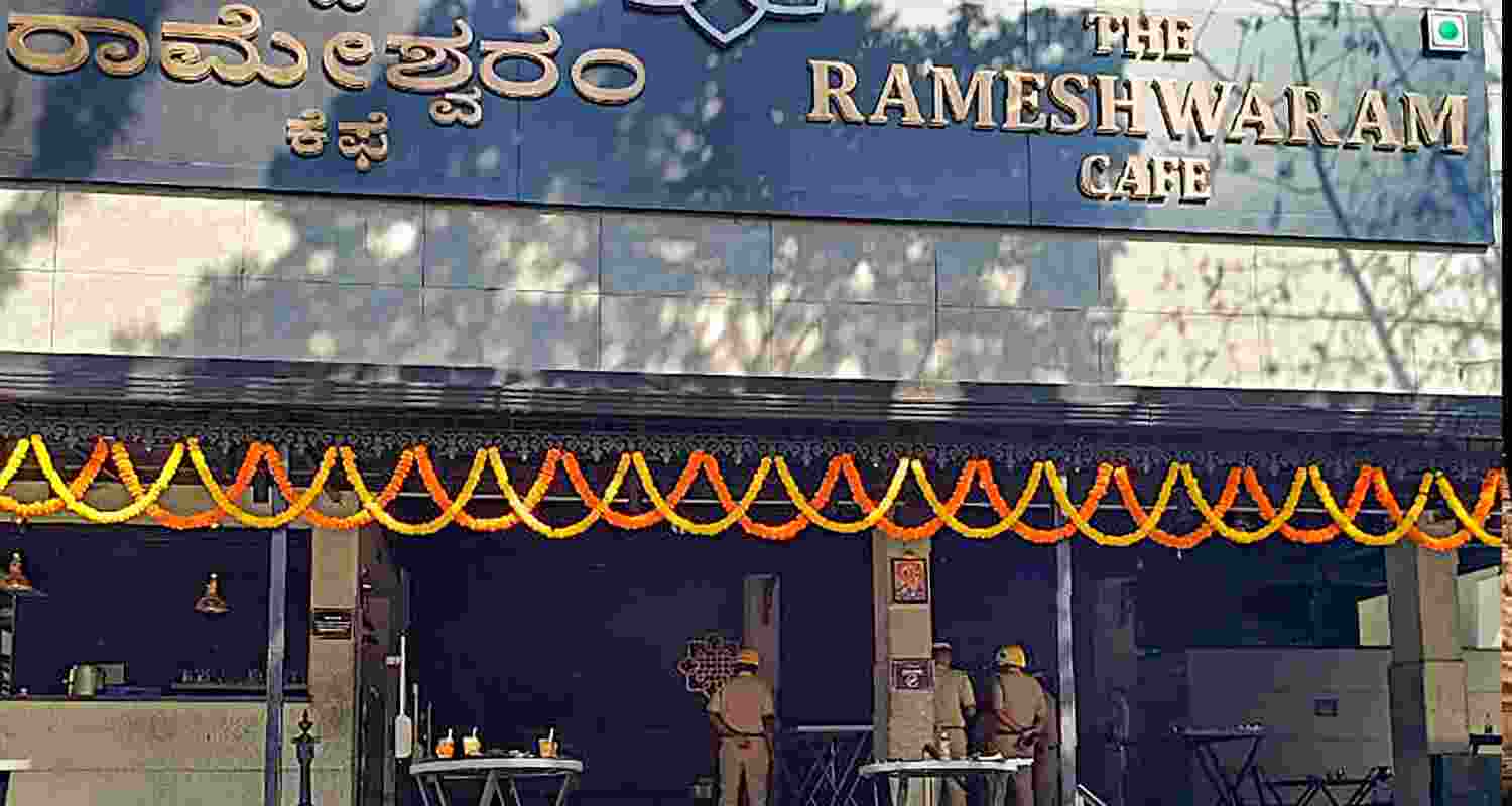 Signs of the blast and destruction at Bengaluru's Rameshwaram Cafe.