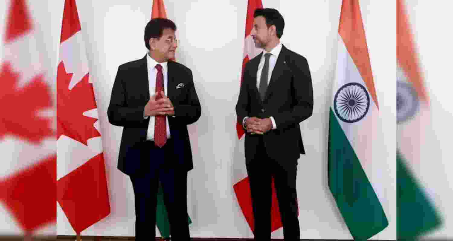 Commerce and Industry Minister Piyush Goyal holding a meeting with Canada’s Minister of International Trade Maninder Sidhu.