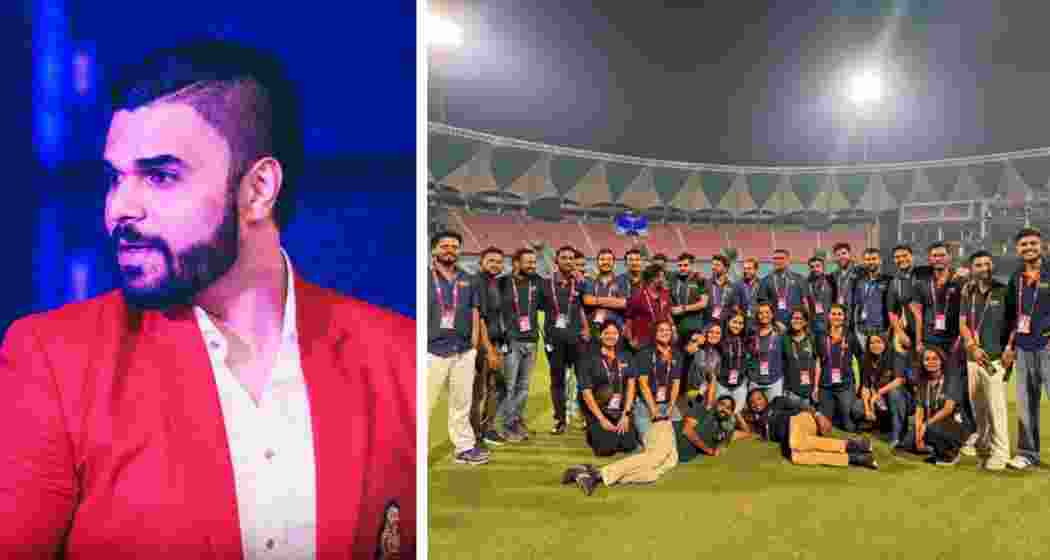 Marketing head of Royal Challengers Bengaluru (RCB), Nikhil Sosale (left), the DNA Entertainment Management team, at M Chinnaswamy Stadium.