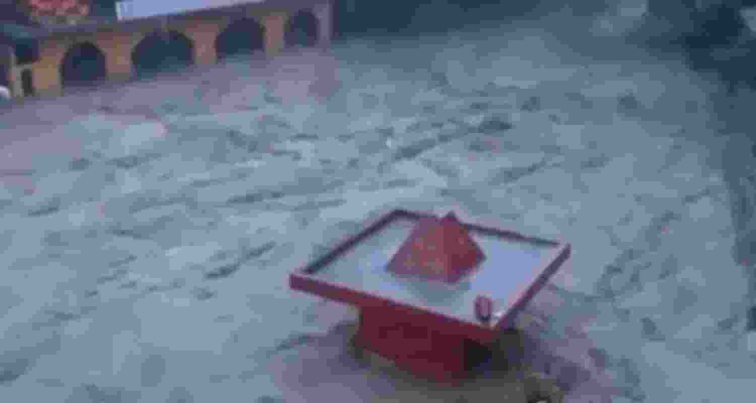 Tapkeshwar Mahadev temple inundated.
