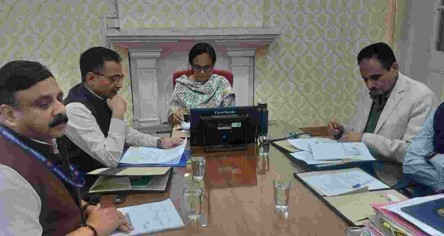 Committee members during a meeting to review preparations for the Pulse Polio Campaign scheduled to be conducted across Himachal Pradesh on June 28.  