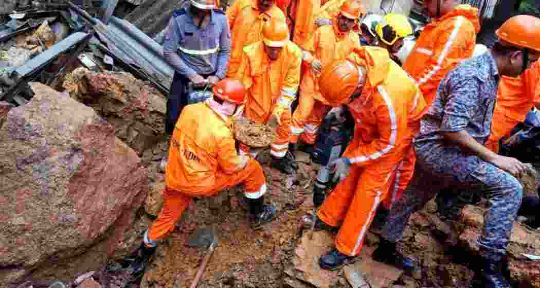 Rescue operations underway after a landslide struck Gaushiya Chawl in Mumbai’s Ghatkopar, killing seven people and injuring eight.