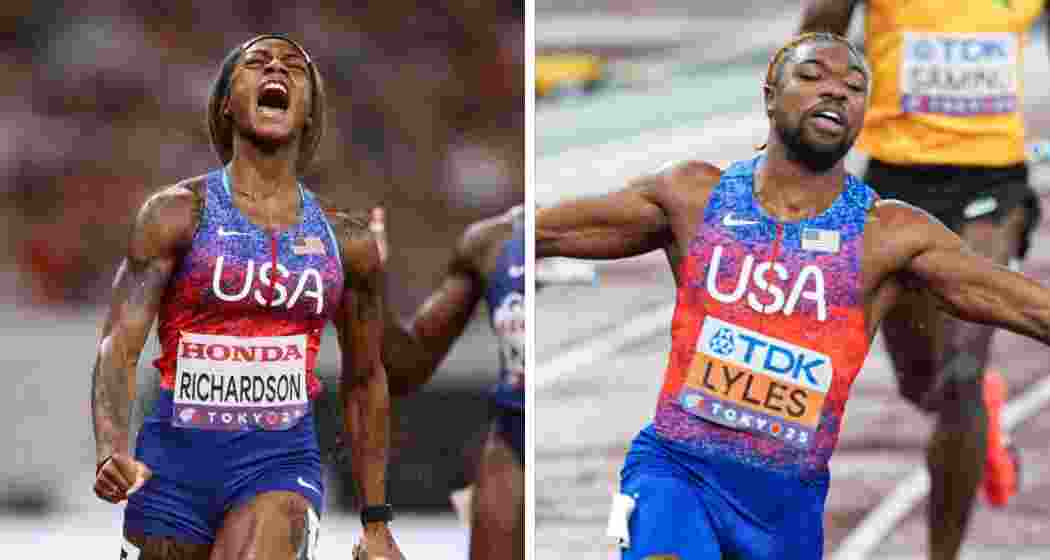 Sha’Carri Richardson and Noah Lyles in action.