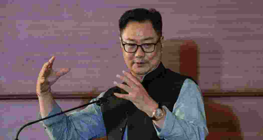 Union Parliamentary Affairs Minister Kiren Rijiju addressing mediapersons. (PTI)