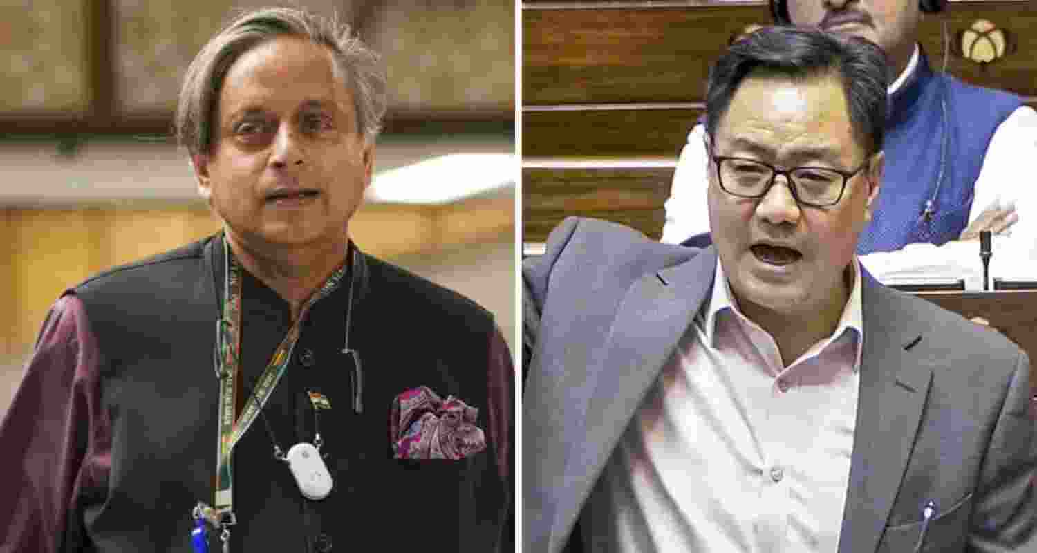 Congress MP Shashi Tharoor (left) and Union Minister Kiren Rijiju.  