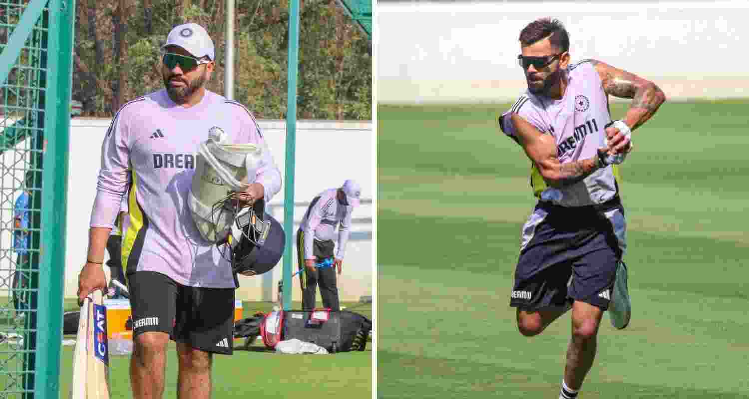 Virat Kohli and Rohit Sharma during a practice session ahead of the ODI series against England. Virat Kohli and Rohit Sharma during a practice session ahead of the ODI series against England.