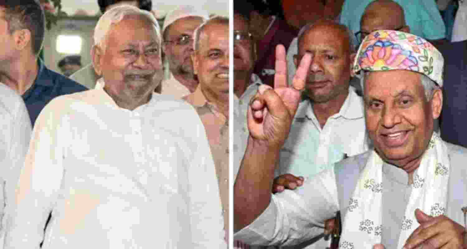 JD(U) president Nitish Kumar (left) and Union Minister Ram Nath Thakur are among the 5 NDA winners.