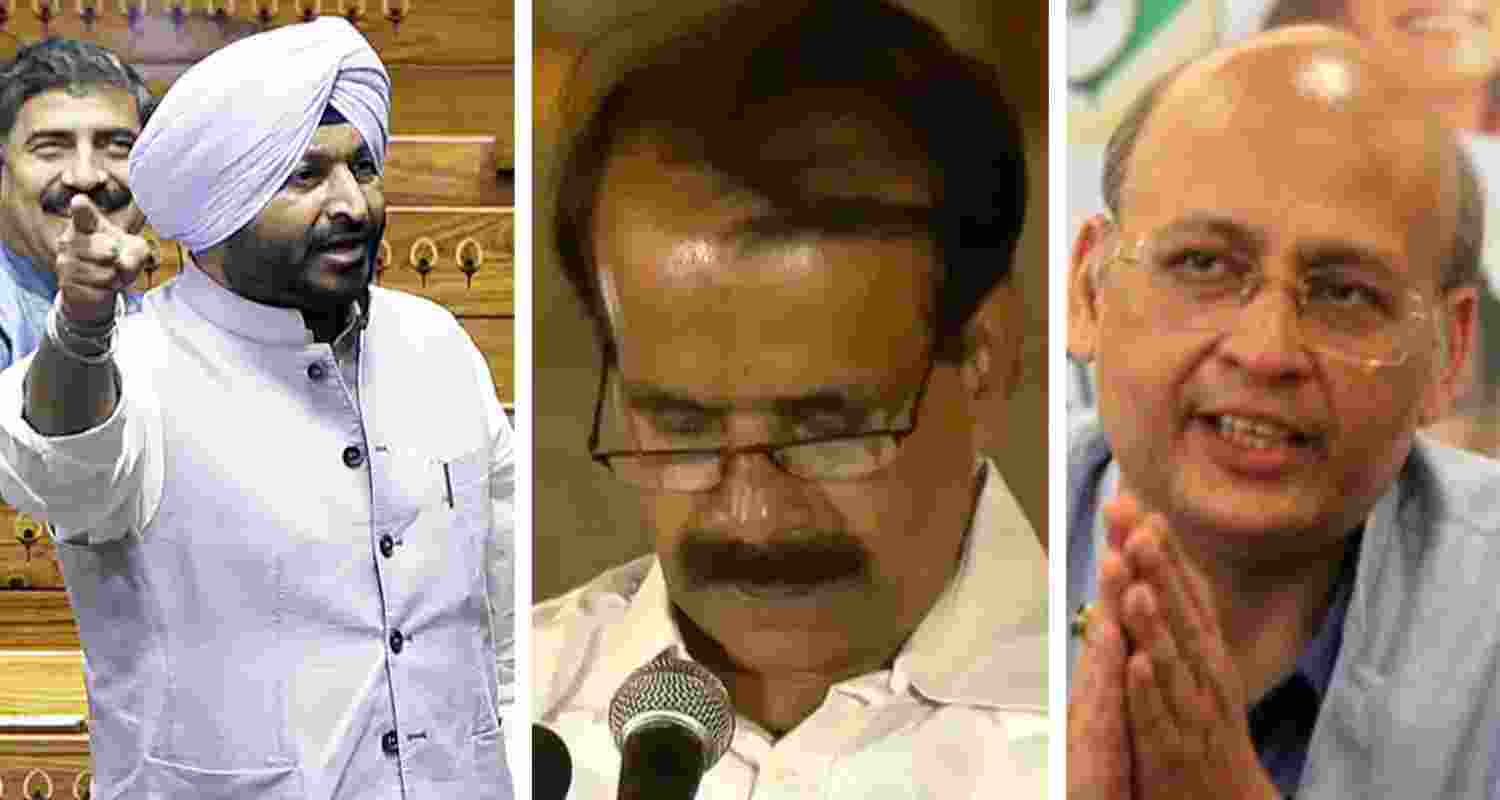 Ravneet Singh Bittu and George Kurian, senior Congress leader Abhishek Manu Singhvi. 