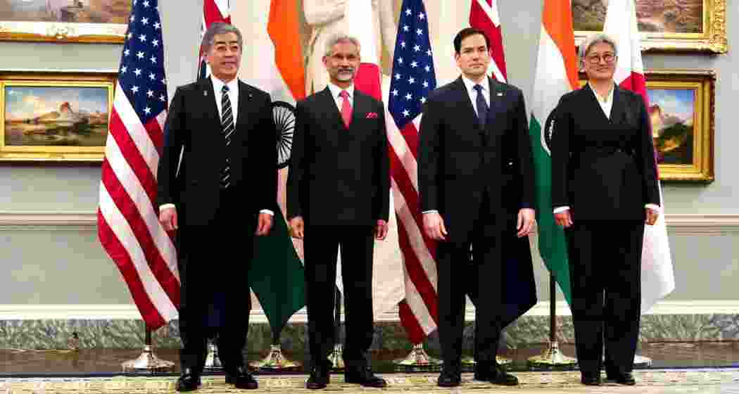leaders of the Quad nations: External Affairs Minister S. Jaishankar (India), US Secretary of State Marco Rubio, Australia's Foreign Minister Penny Wong, and Japan's Defence Minister Iwaya Takeshi where did they meet and when