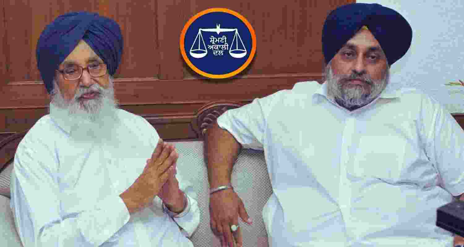 Prakash Singh Badal (left), and Sukhbir Singh Badal.