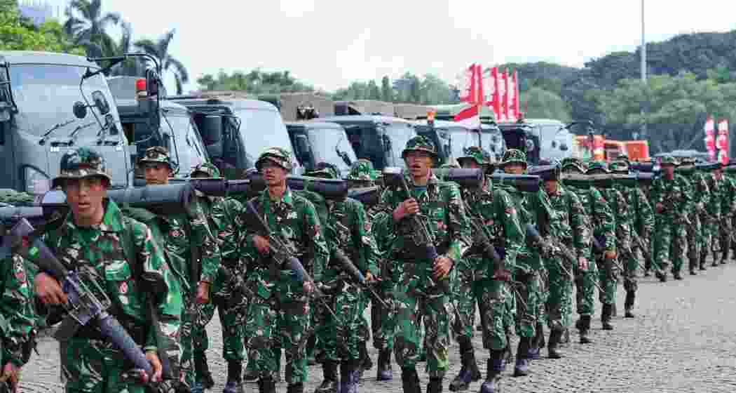 A file photo of Indonesian soldiers deployed following violent protests against lawmakers' perks and privileges in Jakarta.