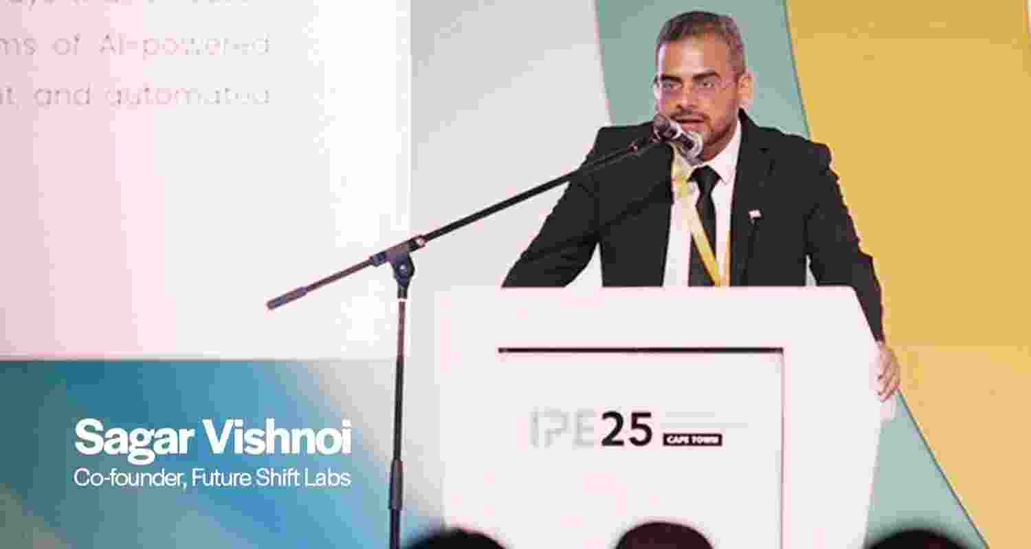 Future Shift Labs co-founder Sagar Vishnoi speaks at the IPE Campaign Expo 2025 in Cape Town.