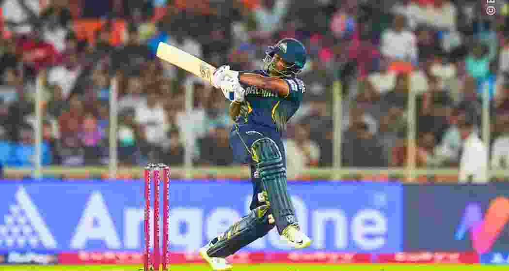 Sai Sudharsan in action during Gujarat Titans’ clash with Rajasthan Royals in Ahmedabad on Wednesday.