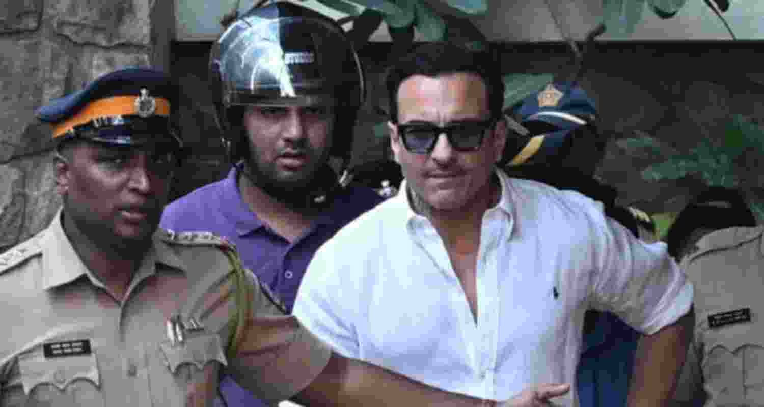 Saif Ali Khan seen leaving Mumbai's Lilavati Hospital on Tuesday evening. Image: X