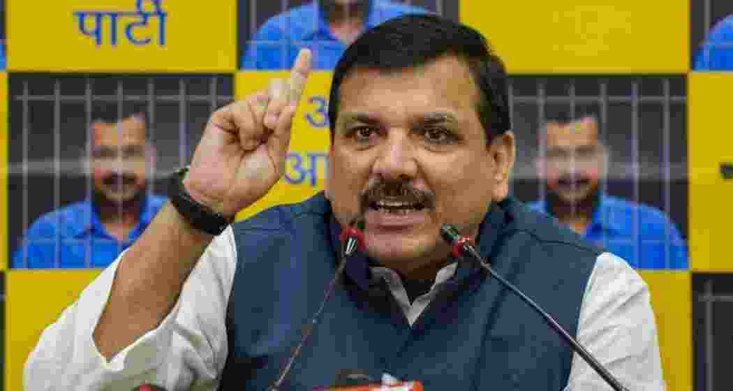 Senior Aam Aadmi Party leader Sanjay Singh addressing a gathering. (Photo: PTI)