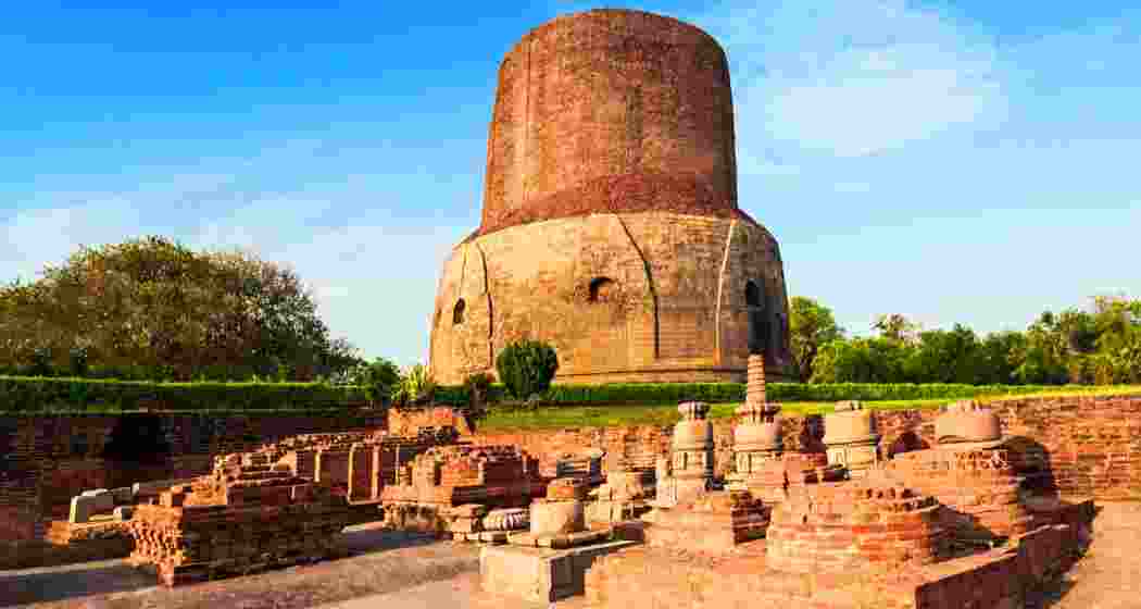 The Dhamek Stupa in Sarnath, Uttar Pradesh. 