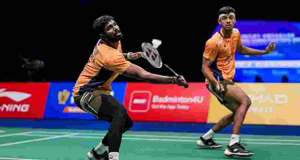 Indian men’s doubles pair Satwiksairaj Rankireddy and Chirag Shetty in action during the China Masters Super 750.